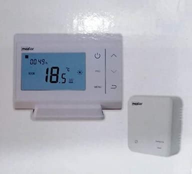 Maxlor V85RF0001 Cronotermostato programmabile elettronico Digitale Freddo/Caldo Radiofrequenza, Bianco, Pequeño