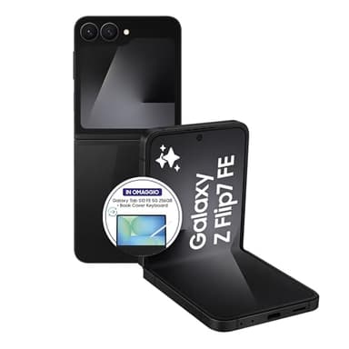 Samsung Galaxy Z Flip7 FE Smartphone AI pieghevole, 3 anni di Garanzia del produttore, RAM 8GB, 256GB, Display 3,4" Super AMOLED/6,7" Dynamic AMOLED 2X, Fotocamera 50MP, Black [Versione italiana]
