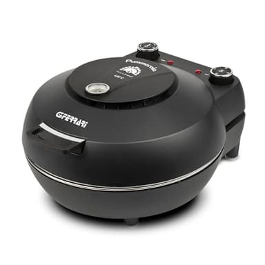 G3 Ferrari G10199 Forno Pizza "Pummarola", Fino a 420 °C, 1200W, Pietre Refrattaria, Pareti fredde, Palette INOX, Ricettario incluso, Visore temperatura, Chiusura ammortizzata, Nero opaco