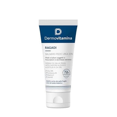 Dermovitamina Ragadi Piede Balsamo Urea 10% - Crema Piedi Riparatrice - Lenisce e Contrasta Screpolature e Fissurazioni - Nuova Formula - 75ml