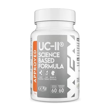 WFN Approved UC-II - Collagene tipo 2 non denaturato - Alto dosaggio - 60 capsule - Complesso articolare con Collagene UC II, Vitamina C e Boswellia Serrata - Prodotto e testato in Germania