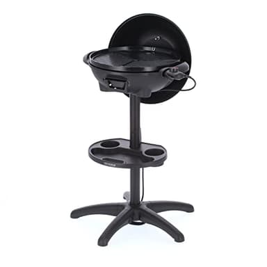 SEVERIN Barbecue Elettrico 2in1, 2000W, con Piastra Ceramica 41cm, Resistenza Integrata, Zero Fumo, Coperchio con Termometro, Vassoio Removibile, Cavo XXL 2,8m, 52 x 44 x 96 cm, Nero - PG 8541