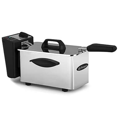 Orbegozo FDR 16, Friggitrice ad olio 1,5 litri, 1500 W, termostato regolabile, facile da pulire, posizione di scarico dell'olio, maniglie laterali cool touch, acciaio inossidabile