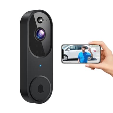 ModeJump Videocitofono senza fili, sorveglianza interna/esterna, rilevamento umano intelligente tramite intelligenza artificiale, audio bidirezionale, visione notturna, visualizzazione in diretta