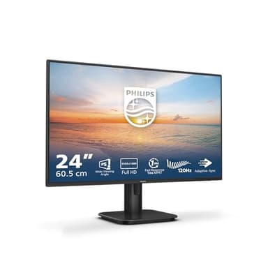 PHILIPS 24E1N1100A Monitor 24" 120Hz Frameless IPS FHD (1920x1080), 1ms (MPRT), Altoparlanti integrati, VGA, HDMI, Attacco VESA, 2023, Nero, altoparlante integrato