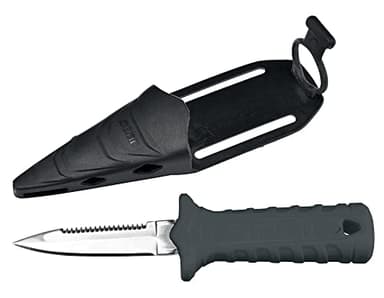 SEAC Samurai Coltello Sub per Pesca in Apnea e Immersione Subacquea, Pugnale Subacqueo con Fascia in Velcro Unisex Adulto Nero 7 cm