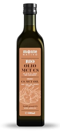 MCT Olio C8 Monte Nativo 500 ml – Olio di cocco puro liquido – MCT olio C8 per una dieta cheto – senza ingredienti indesiderati – perfetto per caffè bollettino, frullato di cheto o condimento
