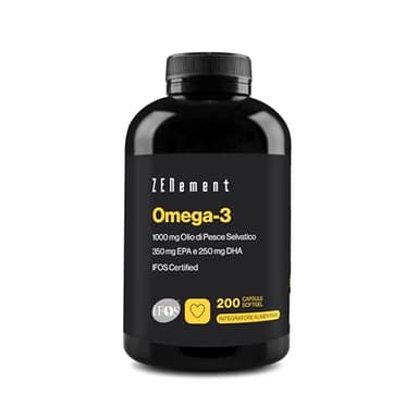 Omega 3 IFOS - 2000 mg (EPA 700 mg + DHA 500 mg) per dose giornaliera (2 softgel) - Mantiene livelli normali di trigliceridi - Con Vitamina E naturale con azione antiossidante - Zenement