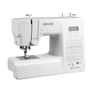 VEVOR Macchina da Cucire Computerizzata con 200 Applicazioni di Punti, Schermo LED, Pedale Luce, Macchina da Cucire Digitale con Motore Potente per Lavori Artigianali, Bianco