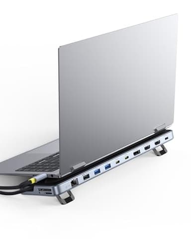 Baseus Docking Station Supporto per Laptop, 12 in 1 HUB Triplo Display 4K HDMI/DP, Dati Veloci USB A/C 10 Gbps, PD 100W, Ethernet, TF/SD, Docking Station USB C con Supporto per Windows