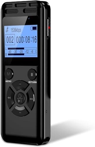 Wevoor 64GB Registratore Vocale Digitale Con Riduzione Rumore, Stereo Hd 1536Kbps, Metallo, Attivazione Vocale, Riproduzione E Password, Dispositivo Per Interviste, Riunioni, Lezioni (64GB)
