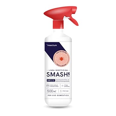 SMASH Spray Antipulci e Antizecche per Ambienti e Tessuti - Adatto per Ambienti con Animali Domestici - 1x500ml - Per uso in Casa ed esterno - Insetticida Senza Permetrina - Istruzioni Incluse