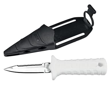 SEAC Samurai Coltello Sub per Pesca in Apnea e Immersione Subacquea, Pugnale Subacqueo con Fascia in Velcro Unisex Adulto Bianco 7 cm