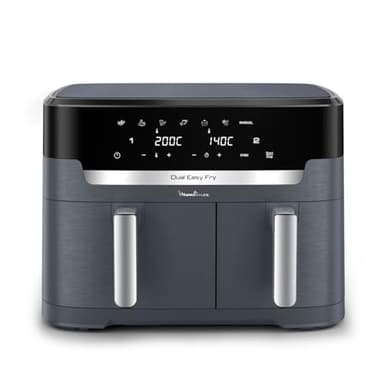 Moulinex Dual Easy Fry XXL, Friggitrice ad Aria 11 Litri, Doppio Cestello Antiaderente Lavabile in Lavastoviglie, Basso Consumo Energetico, 7 Modalità, App Ricette, Colore Java Pepper, EZ942B