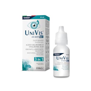 Univis Bio 3in1 - Collirio Sterile Idratante, Lubrificante, Protettivo. Con Acido ialuronico - 10 ml