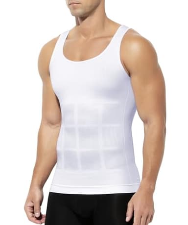 Casey Kevin Canotta Contenitiva Uomo Compressione Snellente Intima Uomo Elasticizzato Fitness Canottiera Dimagrante Pancia Canotta Shapewear, Bianco, XL