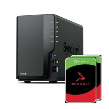 Synology DS225+ 8TB (Seagate Ironwolf 2x4TB) 2-Bay Plus Serie - Intel Celeron J4125 Quad-Core, 2 GB DDR4 SODIMM non ECC 1 x 2,5 GbE e 1 porta LAN RJ-45 1 GbE