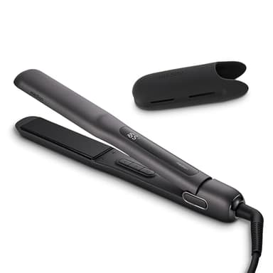 MEDION HS1 Piastra con display (5 impostazioni di calore regolabili, piastre riscaldanti flessibili in ceramica/tourmalina con sensore di temperatura, piastra per capelli) grigio