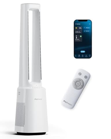 Pro Breeze OmniAir Ventilatore a torre senza rotore 105 cm con purificatore d’aria, ultra silenzioso, telecomando, filtro HEPA, LED, 10 velocità, 5 modalità