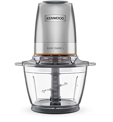 Kenwood EasyChop+ CHP62.400SI, Tritatutto con Sistema di Lame Quad Blade in Acciaio Inox, Sistema di Controllo, Tritaghiaccio, Ciotola in Vetro da 600ml, Lavabile in Lavastoviglie, 500W, Silver