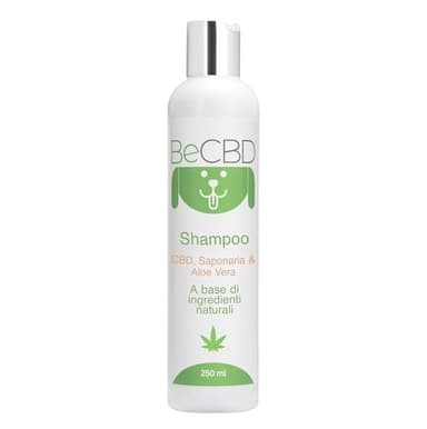 BeCBD - Shampoo naturale per cani | Ipoallergenico e lenitivo con CBD | Idrata e calma la pelle sensibile | Con tea tree oil e Aloe vera, 250 ml