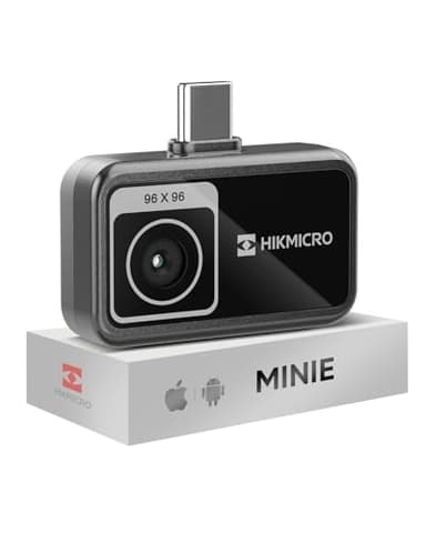 HIKMICRO Termocamera MiniE Android/iOS, risoluzione IR 96×96, SuperIR 192×192, senza batteria, porta USB-C, compatibile con iPhone 15/16/17 (accessori esclusi)