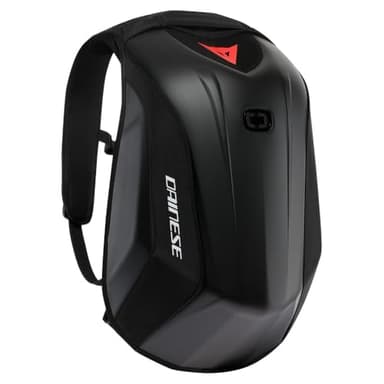 DAINESE - Zaino Moto D-Mach 2, Aerodinamico e Ergonomico, con Scomparti per Laptop e Scarpe, Cinghia Porta Casco, Zaino Moto Rigido Impermeabile da 22.2 L, Nero
