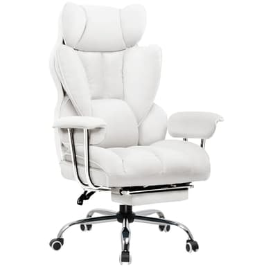 GTPLAYER Sedia Gaming Ergonomica Sedia da Gaming Reclinabile Sedia Ufficio con Poggiapiedi Sedia Gamer Schienale Regolabile per Lavoro e Gioco Bianco