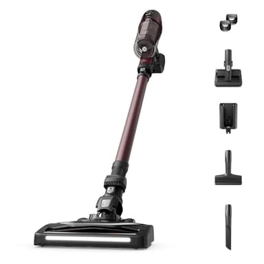 Rowenta X-Pert 6.80, Aspirapolvere Senza Fili Potente, Scopa Elettrica Senza Fili con Spazzola Multifunzione con Luci LED, Display, Autonomia Fino a 60 Minuti, 100 Watt, RH6483, Colore Burgundy
