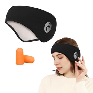 THQAE mascherina per dormire, Paraorecchie insonorizzate, anti-rumore, sonno e russare, muto, super riduzione del rumore, maschera speciale per gli occhi, tappi auricolari insonorizzati(Nero)