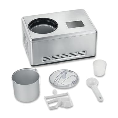 SEVERIN Gelatiera 2in1, 2 Litri, 180W, Autorefrigerante, 2 Contenitori, Funzione Yogurt, Ricettario Incluso, Display LED Touch, Timer Digitale, 43 x 29 x 22,5 cm, Acciaio Inox - EZ 7406
