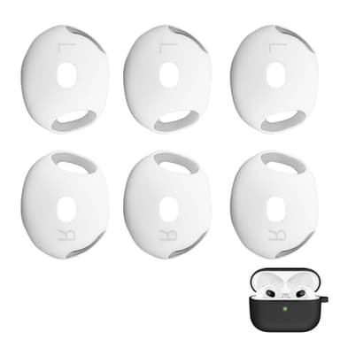 [3 Paia] Tappi di Ricambio in Silicone per Airpods 4, Compatibili con la Custodia di Ricarica, Installazione Facile, Miglioramento dell'Acustica, Materiale Durevole e Confortevole - Colore Bianco