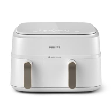 Philips Dual Basket Air Fryer - Cottura sana, veloce e versatile, Friggitrice ad aria con Doppio Cestello 9L, Touchscreen, design a 2 cestelli con doppia resistenza e termostati separati (NA353/10)