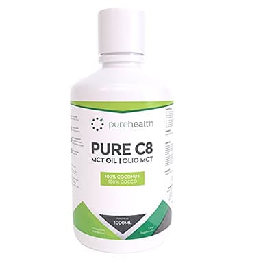 C8 MCT Oil Olio | 1000ML | 100% di cocco | 99% Purezza | Acido Caprilico Puro C8 | Paleo | Keto | Vegan | Senza Glutine | Bottiglia senza BPA