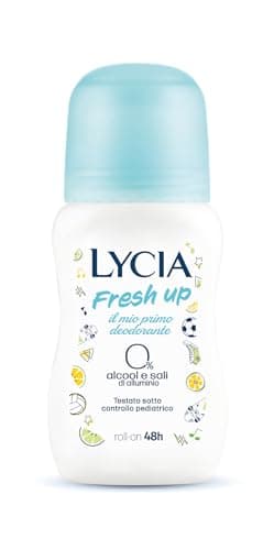 Lycia, Fresh Up Deodorante Bambini Roll on, Formulato per le Prime Sudorazioni di Bambini e Ragazzi, Efficacia fino a 48H, Senza Sali di Alluminio e Senza Alcool, per Pelli Delicate, 50 ml