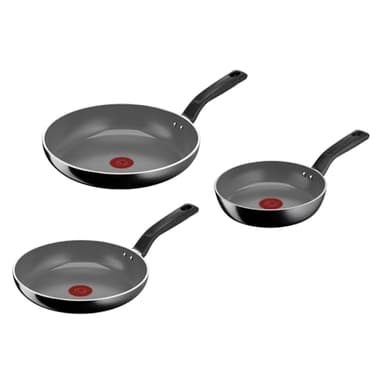 Lagostina Goccia Set 3 Padelle 20/24/28 cm, Rivestimento in Ceramica Antiaderente, Scorrevolezza Ottimale, Pulizia Facile, Ecologica, Thermo-Signal, Sicura, Compatibile con Induzione