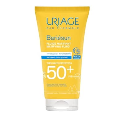 Uriage Bariesun Crema solare opacizzante SPF50+ - Opacizza e regola l'eccesso di sebo - Leggera - Non lascia residui bianchi - Resistente all'acqua e al sudore - Per pelle da mista a grassa - 50ml