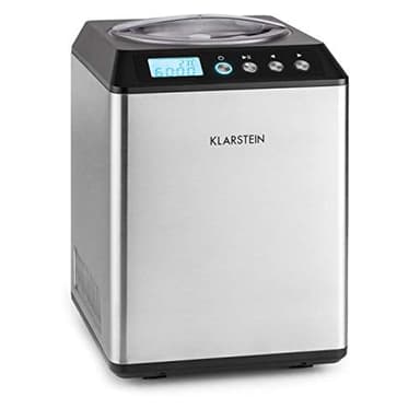 Klarstein Vanilla Sky - Macchina per Gelato, Funzione di Raffreddamento, Timer, 30-40 min, Display LED, Facile da Pulire, Acciaio Inox, Cucchiaio, 250 Watt, Capacità: 2,5 Litri, Argento