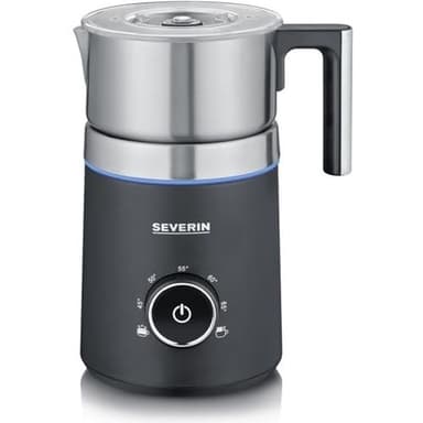 SEVERIN Montalatte Elettrico a Induzione, 700 ml, 500W, 3 programmi, Temperatura Regolabile, Funzione Cioccolata Calda, Anello Led, Contenitore Inox Lavabile, 18,5 x 15,8 x 27,5 cm, Nero - SM 3586