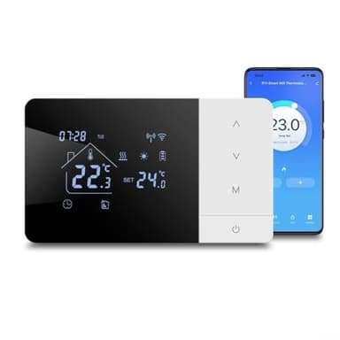 Termostato Wifi Caldaia, Cronotermostato Digitale Intelligente per Caldaia a Gas/Acqua, Compatibile con controllo vocale di Google e-Alexa, Nero, 3A