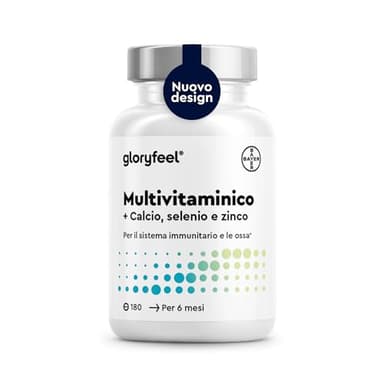 Multivitaminico Integratore Completo, 180 Compresse per 6 Mesi di Scorta, Vitamine A, B, C, D3, E e Minerali Essenziali, Calcio, Zinco e Selenio, Senza Additivi, Qualità Testata