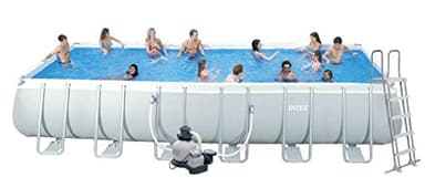 Intex 26362 - Piscina Rettangolare, pompa di filtraggio a sabbia, Blu/Grigio, 732 x 366 x 132 cm