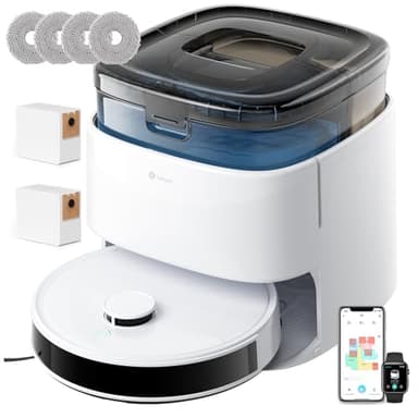 Lefant M3 Robot Aspirapolvere e Lavapavimenti con Mappatura, Laser dToF, Aspirazione 12000Pa, Doppio Mop Rotante, Lavaggio Mop 45°C, Autosvuotamento 3,2L, Evitamento PSD, Asciugatura, WIFI/App/Alexa