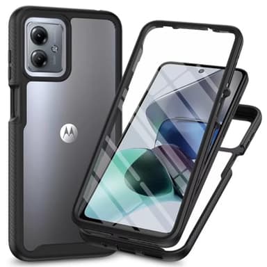 COMAKU Cover per Motorola Moto G54 5G, 360 Gradi Rugged Custodia Antiurto Case con Protezione Integrata dello Schermo, Rugged Doppia Bumper Trasparente Case Integrale Cover - Nero