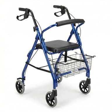 Deambulatore in Alluminio Ultraleggero con 4 ruote Pieghevole con Cestino e Porta Bastone