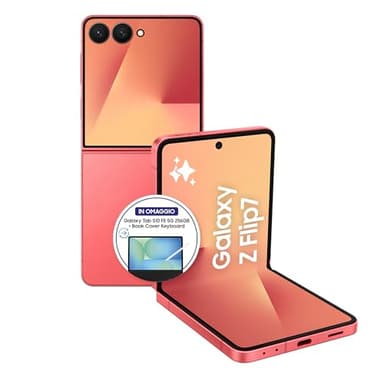 Samsung Galaxy Z Flip7 Smartphone AI pieghevole, 3 anni di Garanzia del produttore, RAM 12GB, 256GB, Display 4,1" Super AMOLED/6,9" Dynamic AMOLED 2X, Fotocamera 50MP, Coralred [Versione italiana]