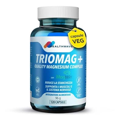 Magnesio Treonato Complesso con Taurato e Bisglicinato – TRIOMAG+ con Magtein® – 120 Capsule Vegane ad Alta Biodisponibilità – Supporto Cervello, Sonno, Muscoli e Allenamento