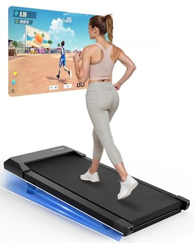 Copant Tapis roulant, tapis roulant con LCD Scarn, pedana da 2,5 HP con APP e controllo remoto, carico massimo 136kg, con corsi di allenamento e corse, 1.5-6km/h per casa o ufficio