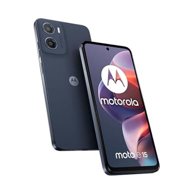 Motorola moto e15 (2/64GB, Fotocamera da 32MP + sensore antisfarfallio, Display 6.67" HD+ 90Hz Corning® Gorilla® Glass 3, 5200mAh, MediaTek Helio G81 Extreme, Android 14 Go Edition), Denim Blue