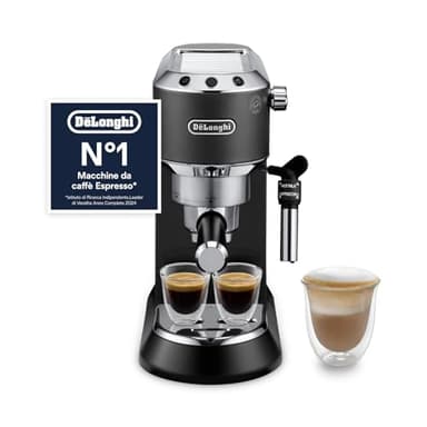 De’Longhi Dedica Style – Perfetto Macchina da Caffè Espresso, Compatibile con Cialde ESE, Montalatte Manuale per Cappuccino, Pannello di Controllo con Pulsanti, Larghezza 15 cm, Nero (EC685.BK)